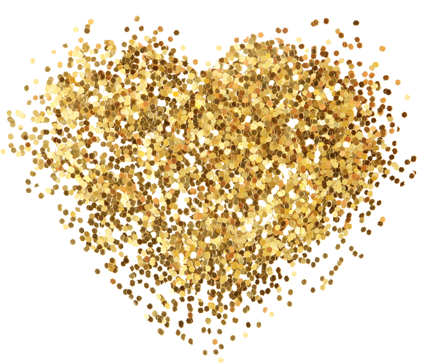 PNG gold confetti heart shape element on transparent background.